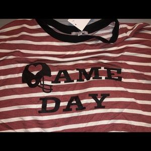 White Birch Game Day striped long sleeved top L